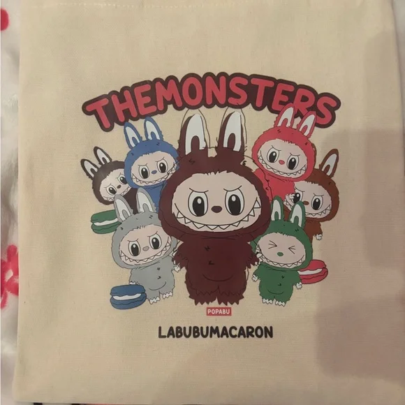 MACARON The Monsters Beige Tote Bag - Picture 2 of 6